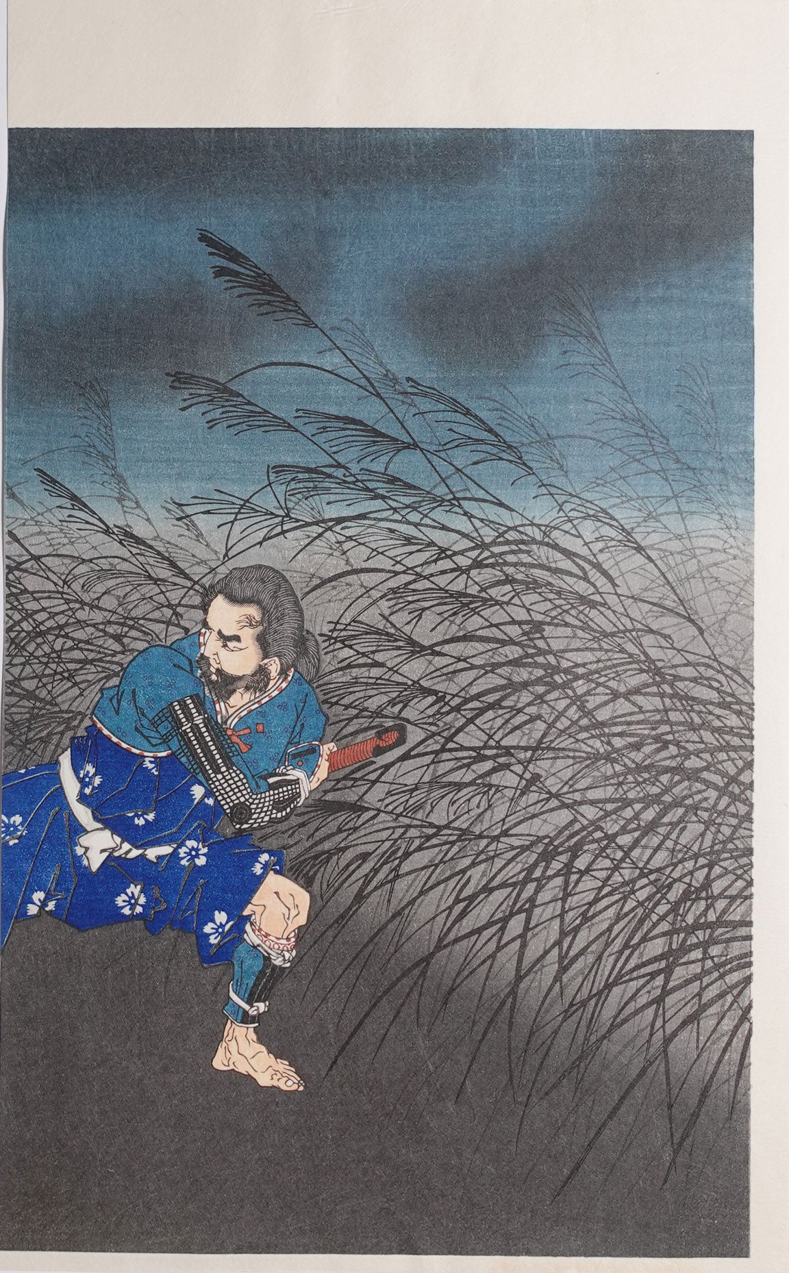 Yoshitoshi - Fujiwara Plays the Flute by Moonlight