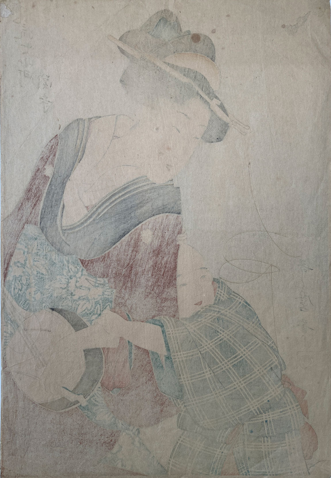 Utamaro - Shamisen Player and Child
