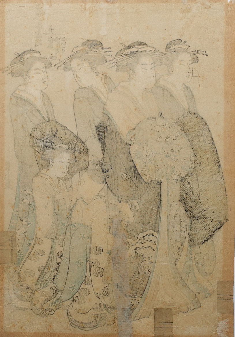 Utamaro - Courtesan with Attendants