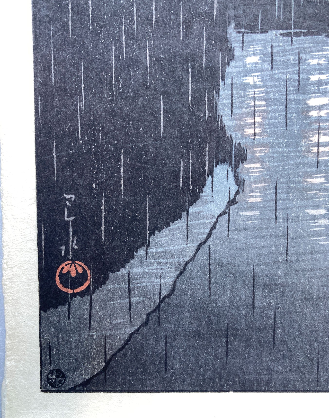Hasui - Night Rain at Maekawa