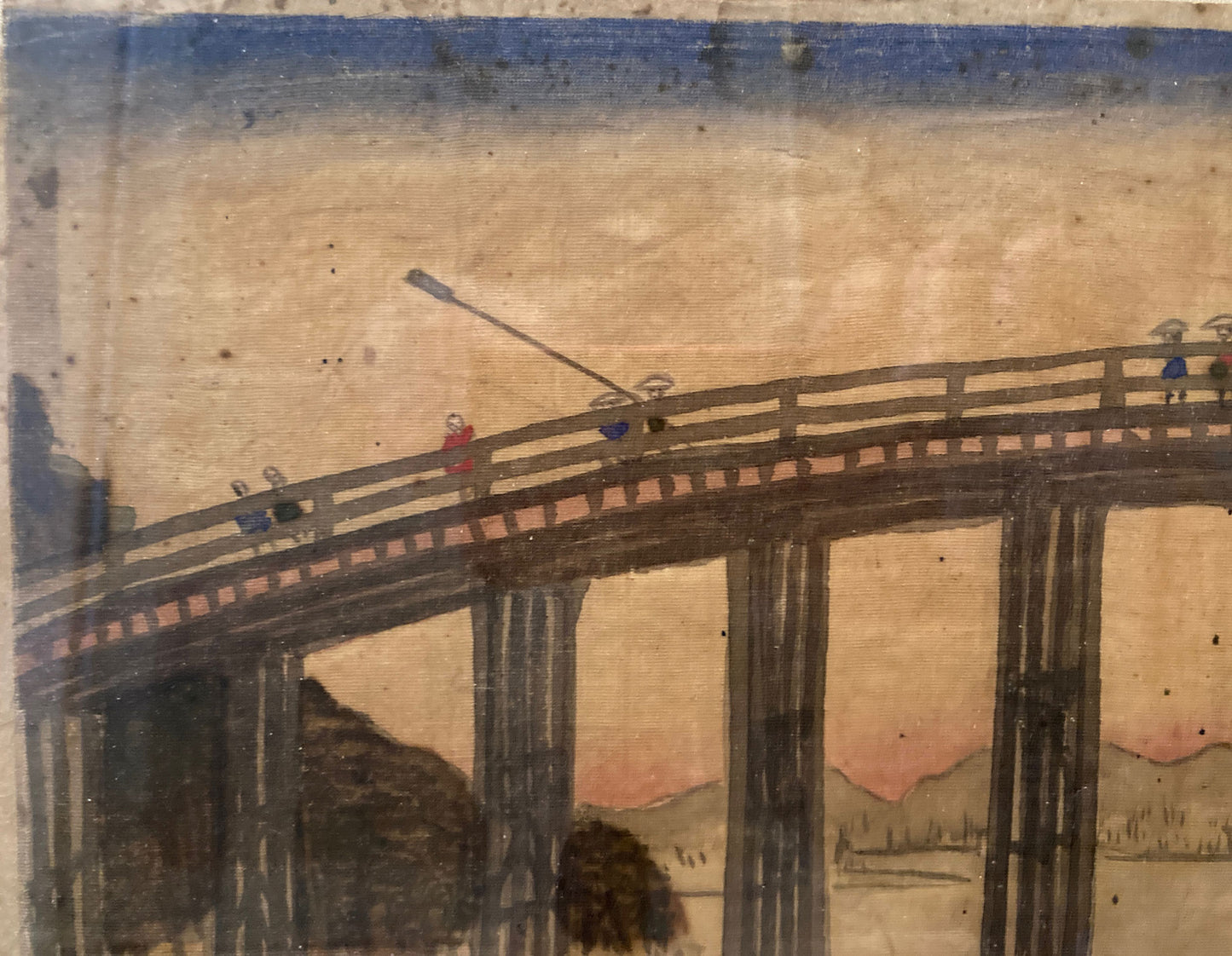 Hiroshige - Silk Painting - Yahagi Bridge