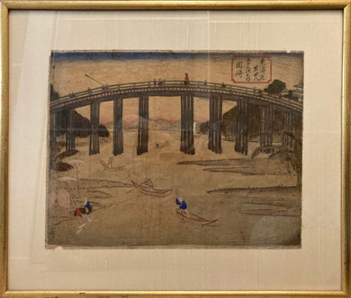 mg0093-Hiroshige - Silk Painting - Yahagi Bridge-japanese-woodblock-print