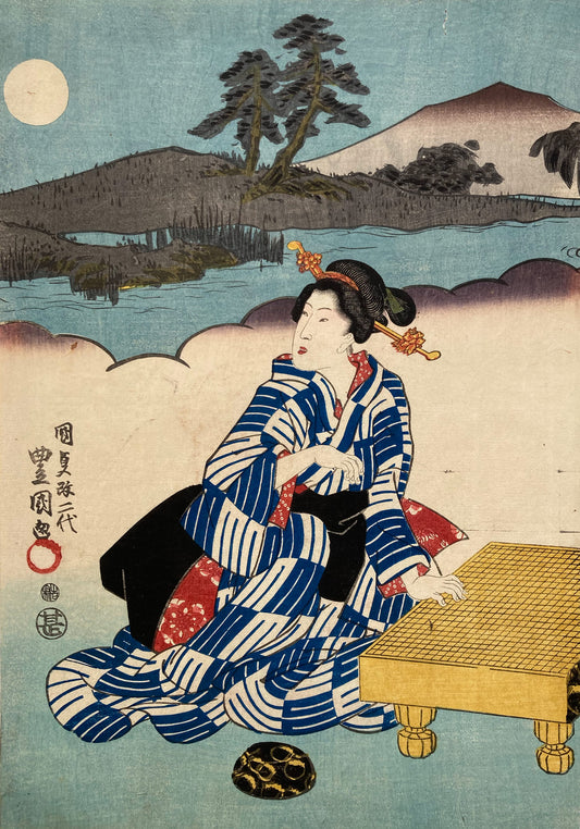 Kunisada - Fashionable Moon, Snow, and Flowers