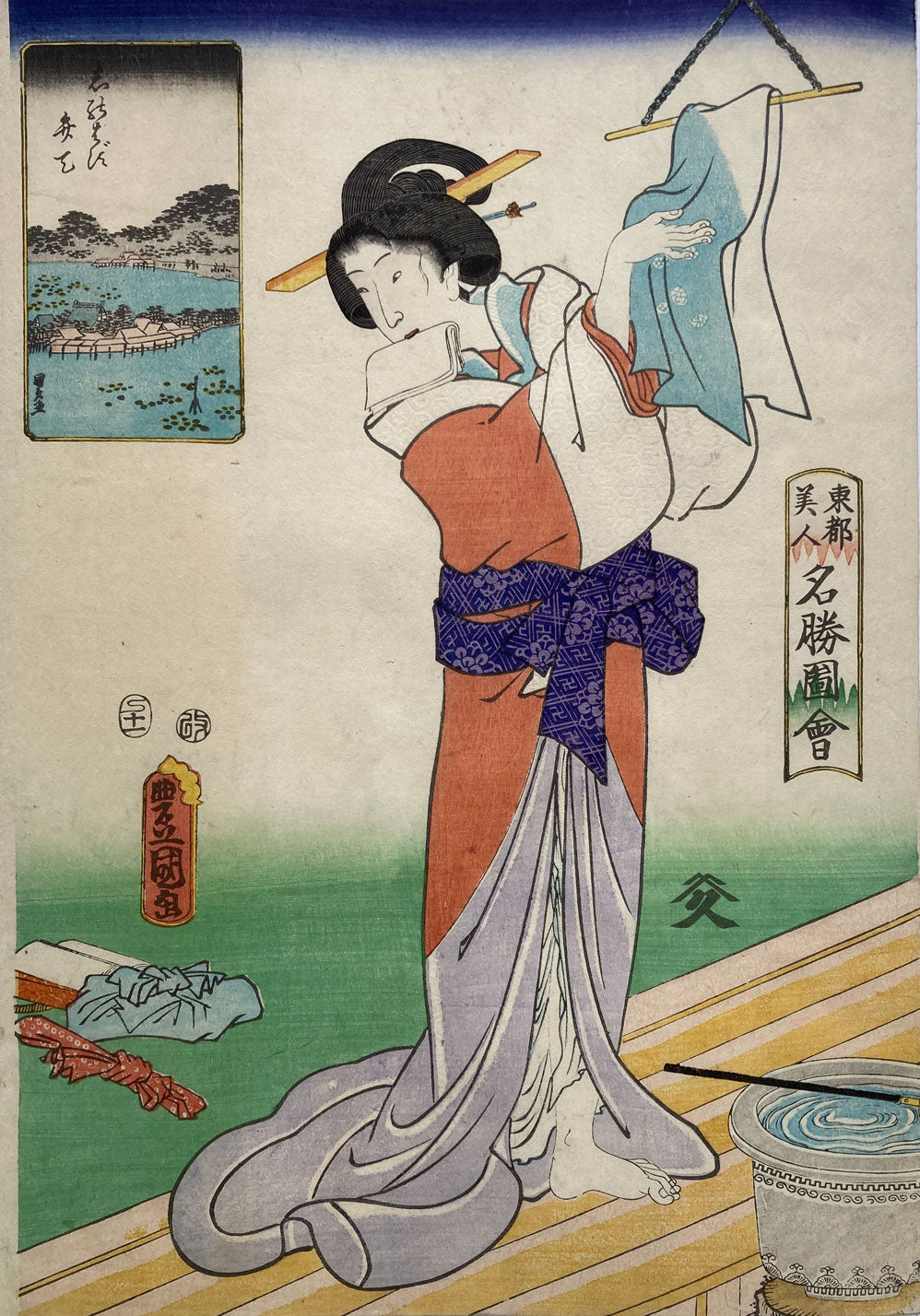 Kunisada - Beautiful Women at Famous Places in Edo