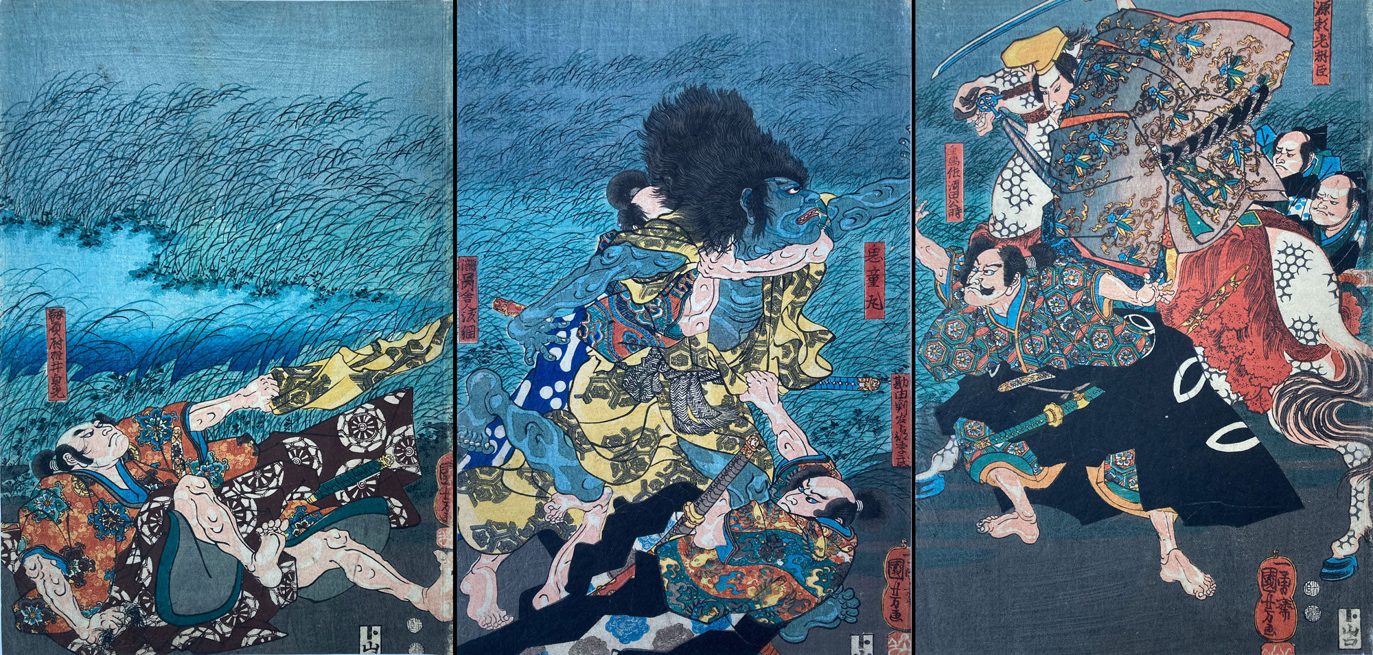 Utagawa Kuniyoshi - Kidomaru Attempts to Attack Raiko Minamoto
