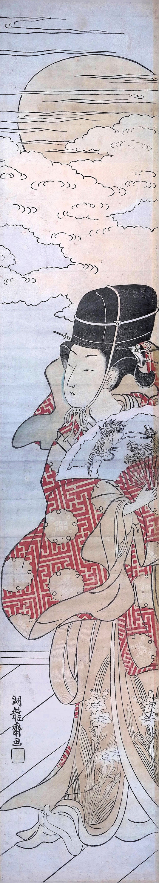 Koryusai - Court Beauty Beneath Rising Sun - Pillar Print