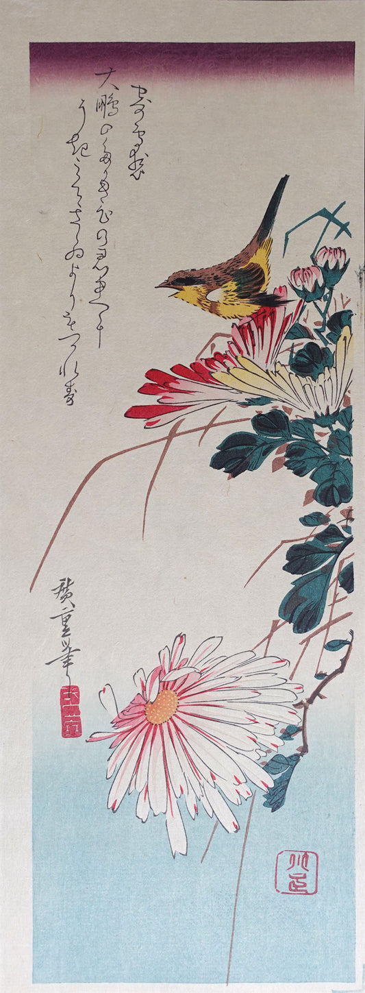 Hiroshige - Chrysanthemum and Wren